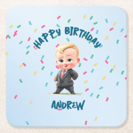 Editable Boss Baby Paper Coaster スクエアペーパーコースター