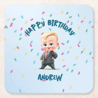 Editable Boss Baby Paper Coaster スクエアペーパーコースター