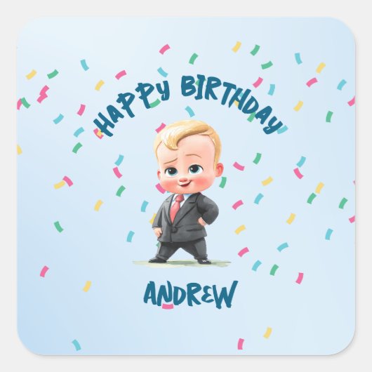 Editable Boss Baby Sticker スクエアシール (正面)