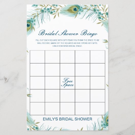 Editable Bridal Bingo Bridal Shower Game PRINTED (正面)