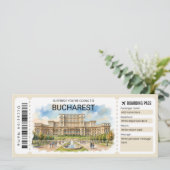 Editable Bucharest Plane Boarding Pass Ticket 招待状 (スタンド正面)