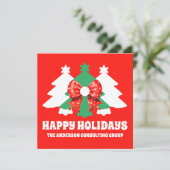 Editable Business Logo Happy Holidays Christmas シーズンカード (スタンド正面)