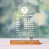 Editable Business Opening Hours logo and qr code アクリルサイン (ニュートラル)
