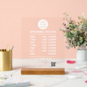 Editable Business Opening Hours logo and qr code アクリルサイン (ウェディング)