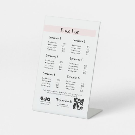 Editable Business Price List Template | Spa, Nail  台座サイン (正面)