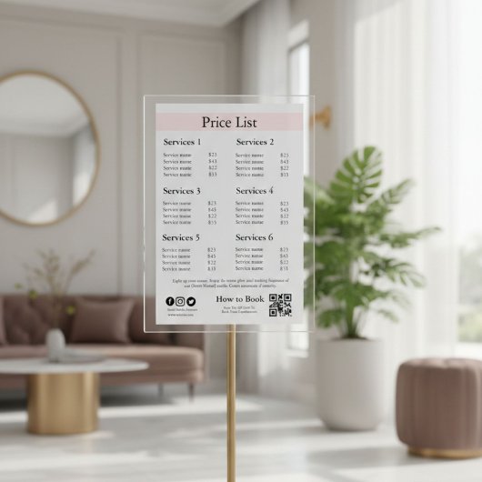 Editable Business Price List Template | Spa, Nail  台座サイン