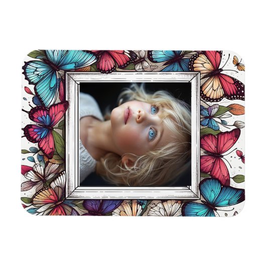 Editable Butterflies Photo Frame マグネット (横)