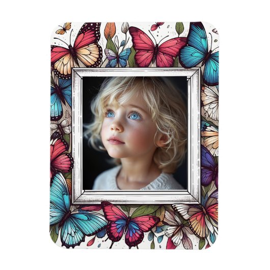 Editable Butterflies Photo Frame マグネット (縦)