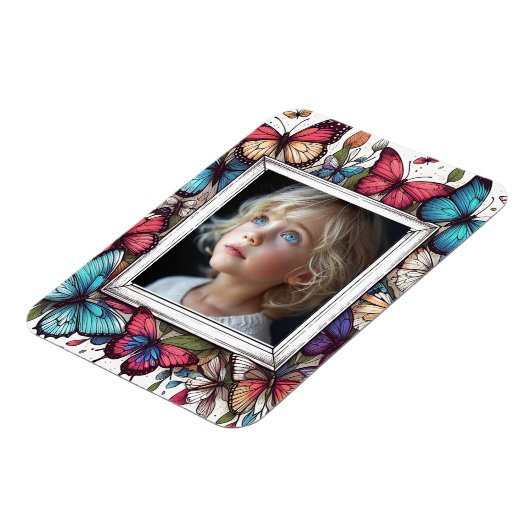Editable Butterflies Photo Frame マグネット (左側)