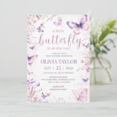 Editable Butterfly Baby Shower Invitation, Pink 招待状 (スタンド正面)