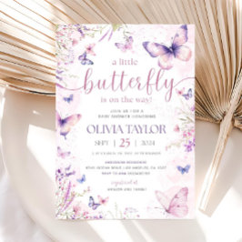 Editable Butterfly Baby Shower Invitation, Pink 招待状