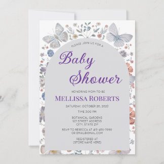 Editable Butterfly Theme Baby Shower Invitation 招待状
