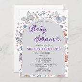 Editable Butterfly Theme Baby Shower Invitation 招待状 (正面/裏面)
