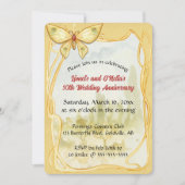Editable Butterflyl and Gold Frame 招待状 (正面)