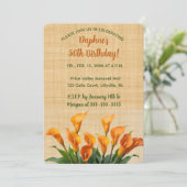 Editable Calla Lilies on Beige Linen 招待状 (スタンド正面)