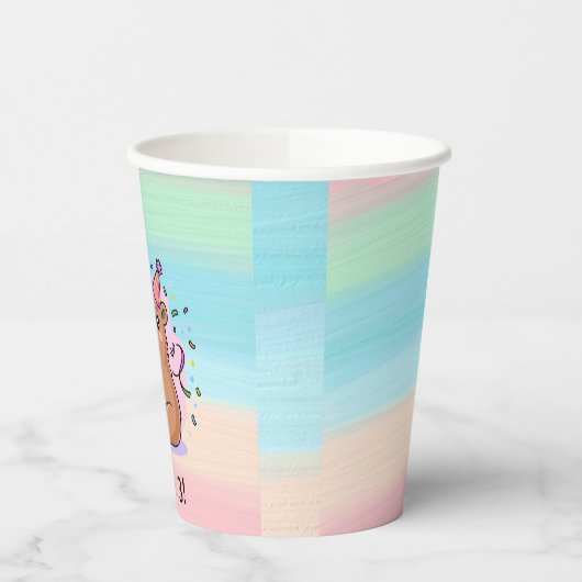 Editable Capybara Birthday Party Cup  紙コップ (左)