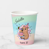 Editable Capybara Birthday Party Cup  紙コップ (正面)