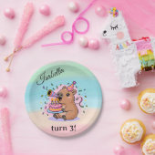 Editable Capybara Birthday Party Plate Cute Kids D ペーパープレート (パーティー)