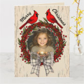 Editable Cardinals Photo Christmas カード (黄色い花)