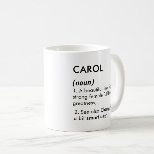 Editable Carol name definition, custom name コーヒーマグカップ (正面右)