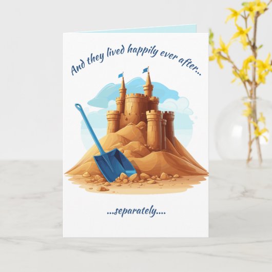 Editable Castle Happy Divorce Day カード (黄色い花)