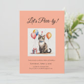 Editable Cat Birthday Purr-ty Watercolour Designs 招待状 (スタンド正面)