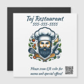 Editable Chef Restaurant QR Code Magnet (正面/裏面)