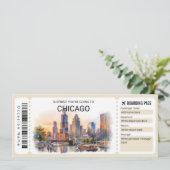 Editable Chicago Trip Boarding Pass Ticket 招待状 (スタンド正面)