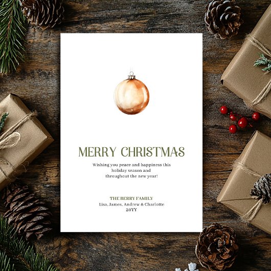 Editable Christmas Bauble Card Minimal Elegant   シーズンカード