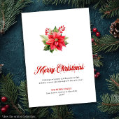 Editable Christmas Flowers Classic Greeting Card シーズンカード