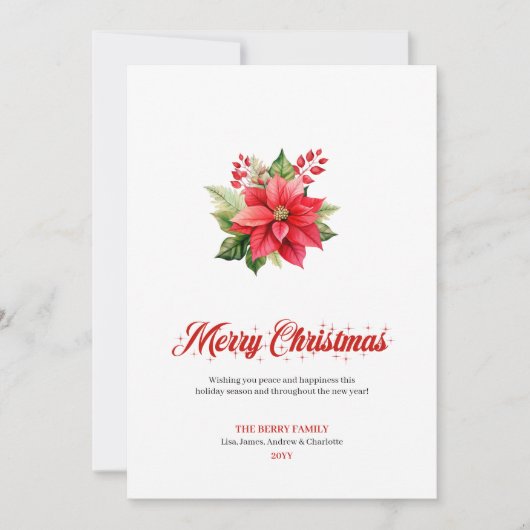 Editable Christmas Flowers Classic Greeting Card シーズンカード (正面)