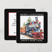 Editable Christmas Holiday Train シーズンカード (正面/裏面)
