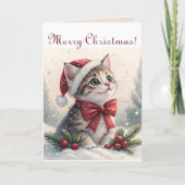 Editable Christmas Kitty カード (正面)