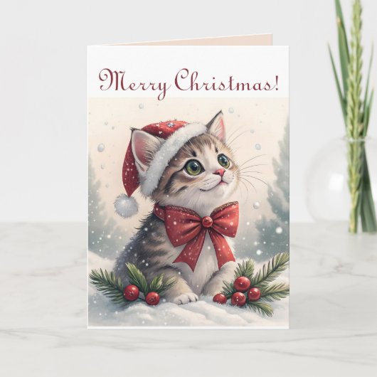 Editable Christmas Kitty カード (正面)