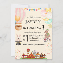 Editable Circus Birthday Invitation 招待状