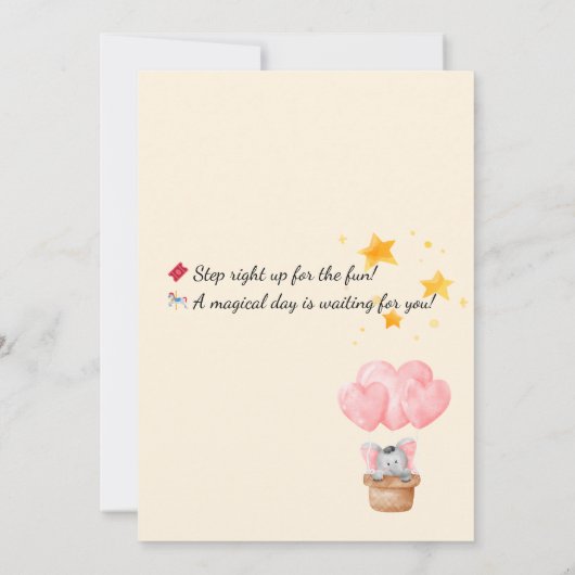 Editable Circus Birthday Invitation 招待状 (裏面)