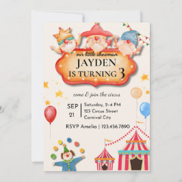 Editable Circus Birthday Invitation 招待状