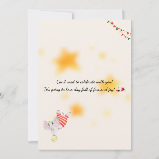 Editable Circus Birthday Invitation 招待状 (裏面)