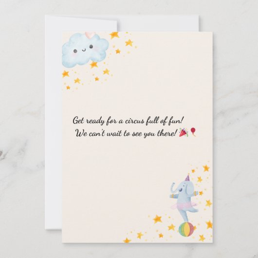 Editable Circus Birthday Invitation for Boys&Girls 招待状 (裏面)