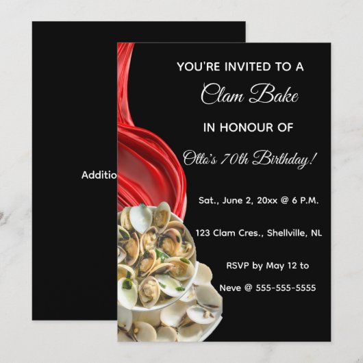 Editable Clam Bake Invitations 招待状 (正面/裏面)