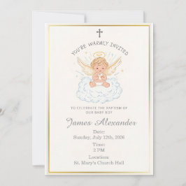 Editable Classic Baby Baptism Invitation 招待状