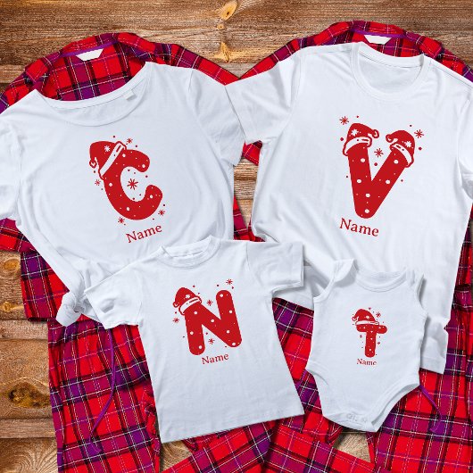 Editable Color Christmas Monogram Custom Name Tシャツ