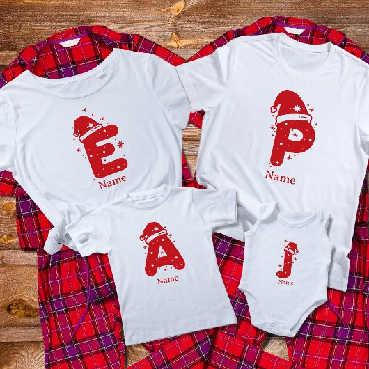 Editable Color Christmas Monogram Custom Name Tシャツ