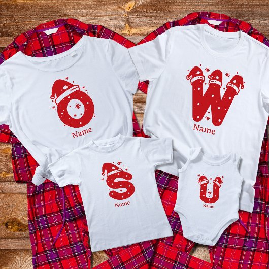 Editable Color Christmas Monogram Custom Name Tシャツ