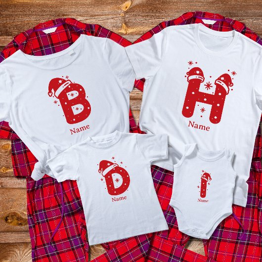 Editable Color Christmas Monogram Custom Name Tシャツ