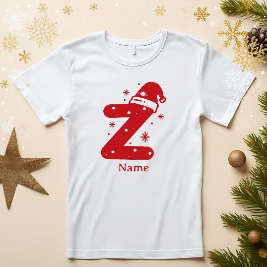 Editable Color Christmas Monogram Custom Name Tシャツ