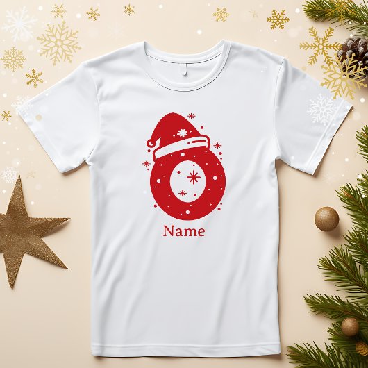 Editable Color Christmas Monogram Custom Name Tシャツ