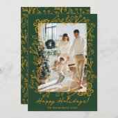 Editable Color Mistletoe Doodles 2 Photos Happy シーズンカード (正面/裏面)