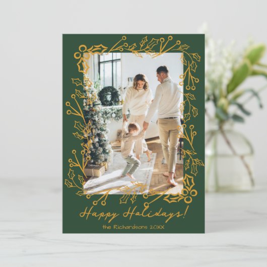 Editable Color Mistletoe Doodles 2 Photos Happy シーズンカード (スタンド正面)