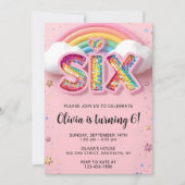 Editable Colorful Rainbow Sequin 6th Birthday Invi 招待状 (正面)